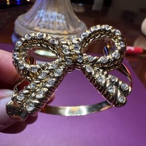 Vintage Betsey Johnson Bow Bracelet with Rhinestone Accents